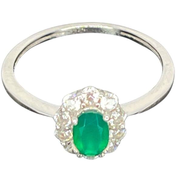 LUXY Gems Natural Agate Sterling Silver Halo Ring (1 ct.) Luxury Fashion (Sz 7) - Picture 1 of 16